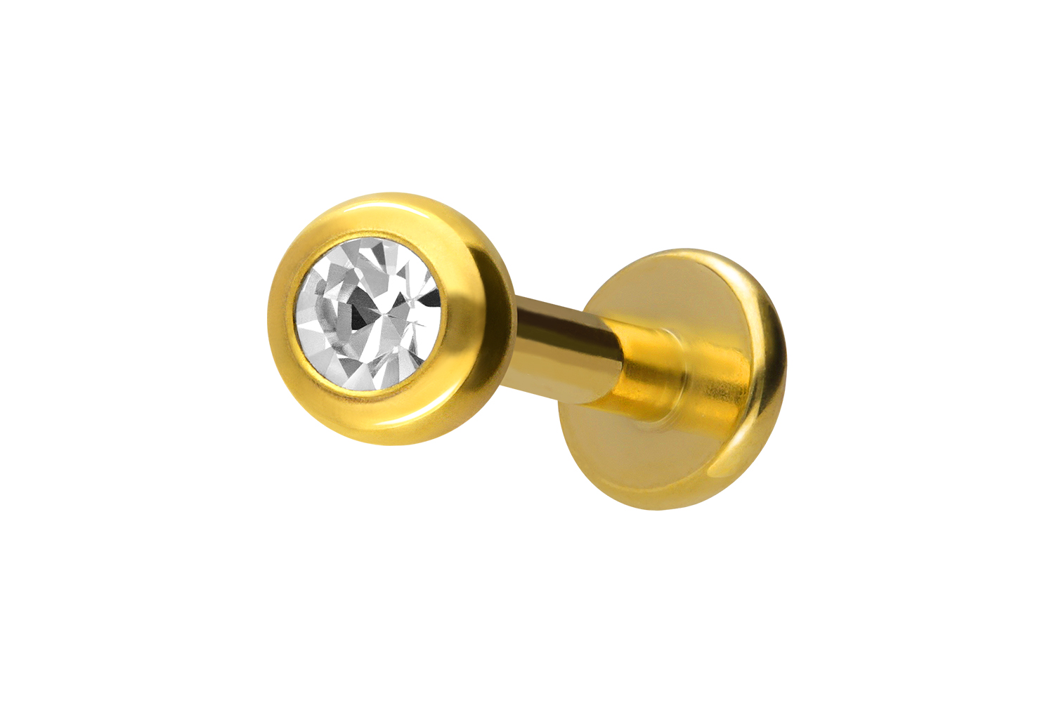Titan Labret Piercing mit Innengewinde KRISTALL